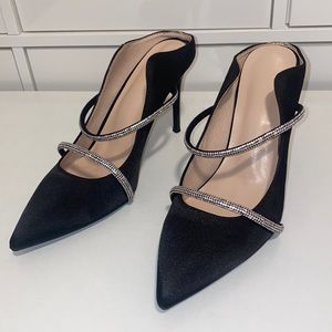 BRAND NEW - Black heels with rhinestones straps (EU 41) - fits like a size 9.